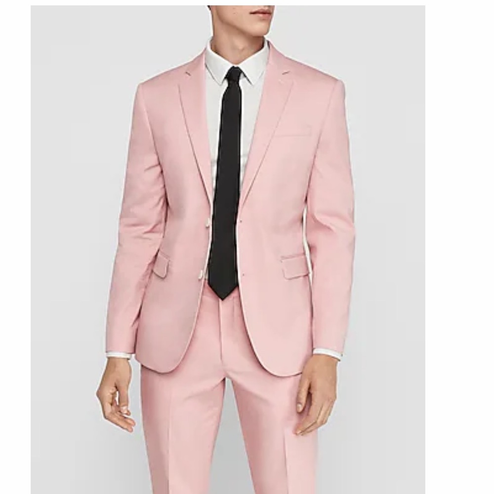 NWT Express Extra Slim Pink Cotton-Blend Stretch Suit Jacket